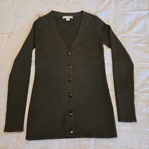 Olive green ribbed cardigan